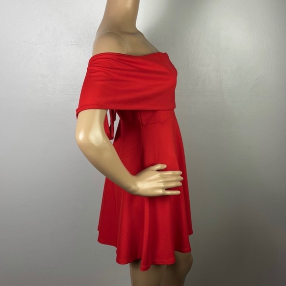 NEW LPA REVOLVE RED OFF-THE-SHOULDER MINI DRESS - Picture 5 of 9